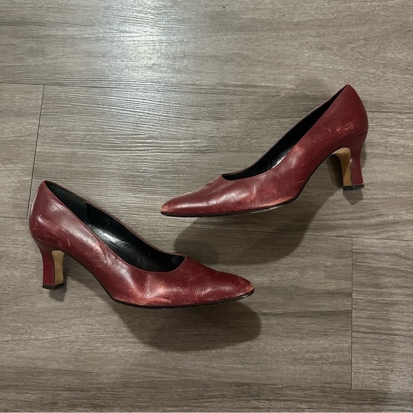 3/$20⚡️ Vintage Red Van Eli Short Heel Pointed Toe Heels Pumps Shoes - Picture 4 of 9